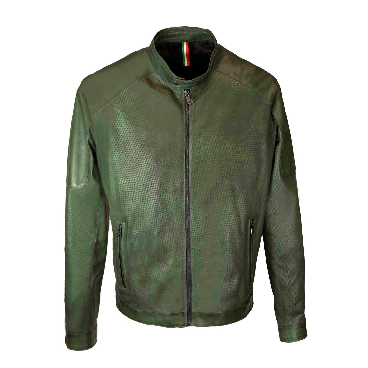 Men's Genova Jacket in Green Vegetable Tanned Leather