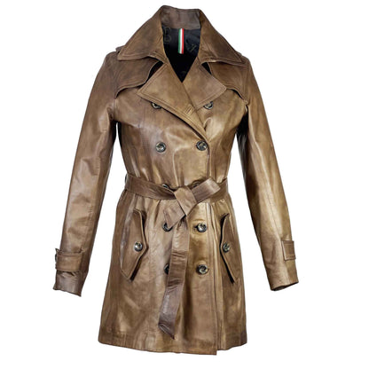 Giacca da donna stile trench in pelle alta qualità