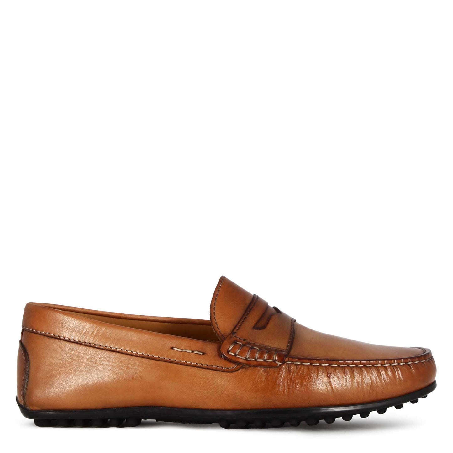 Men's casual leather loafer with rubber sole