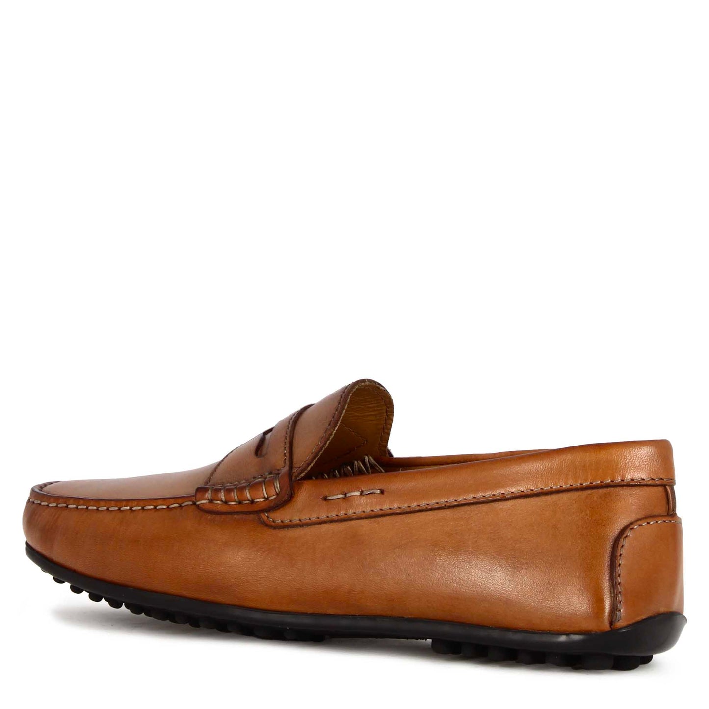 Men's casual leather loafer with rubber sole