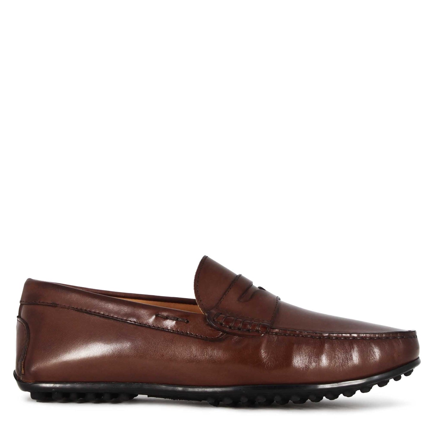 Men's casual leather loafer with rubber sole