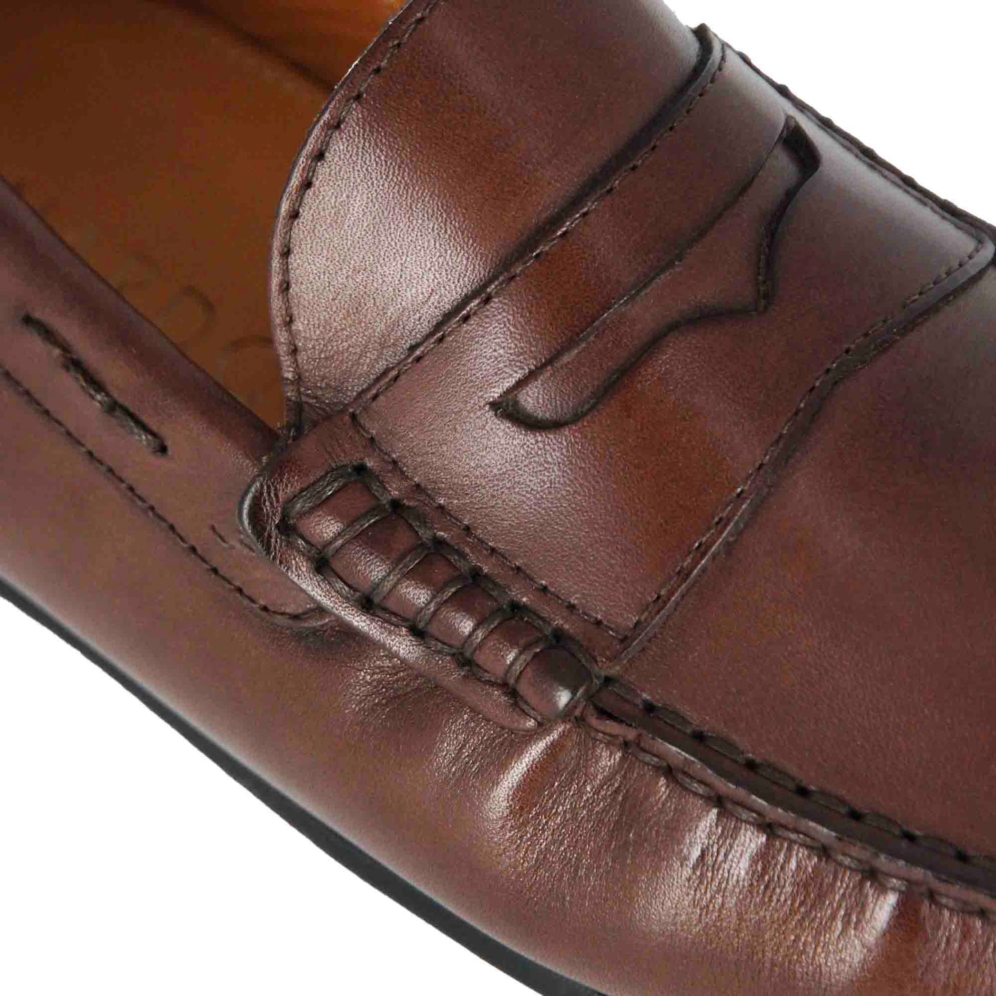 Men's casual leather loafer with rubber sole