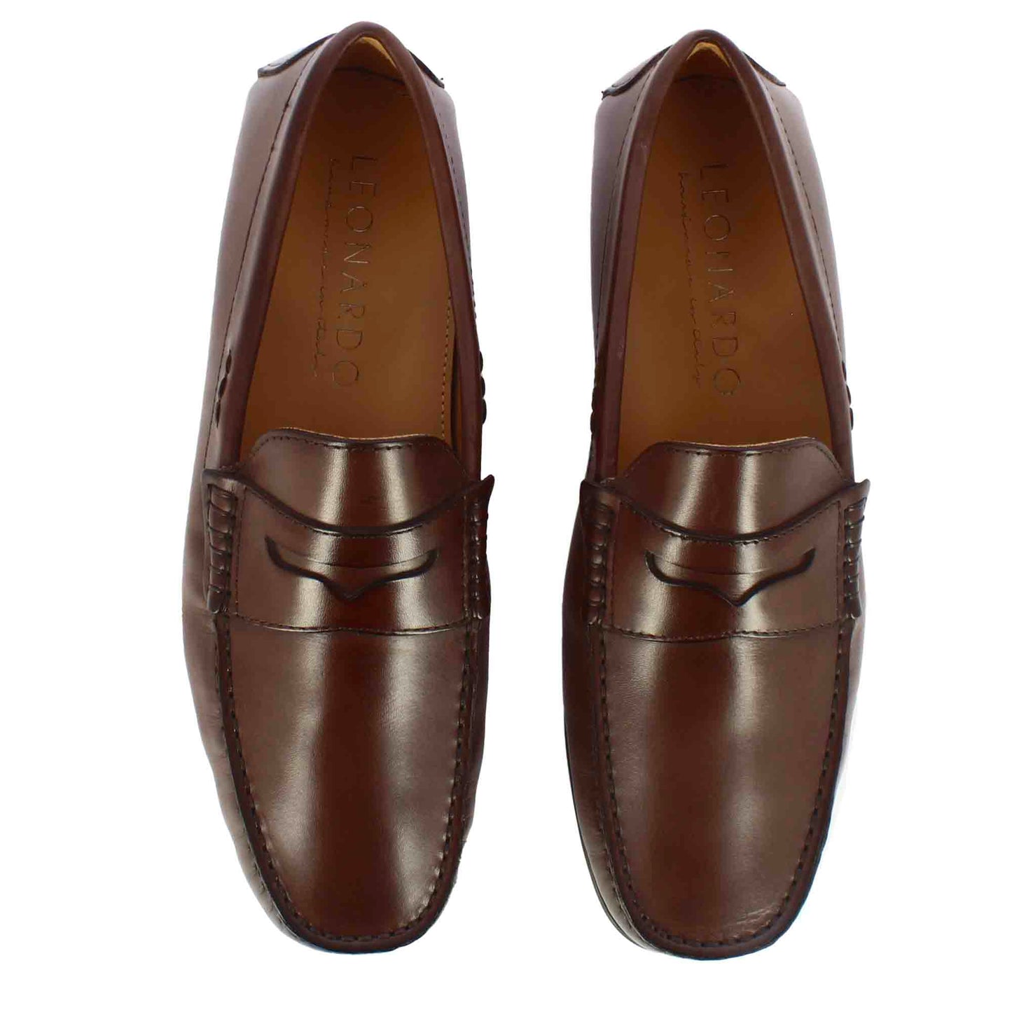 Men's casual leather loafer with rubber sole