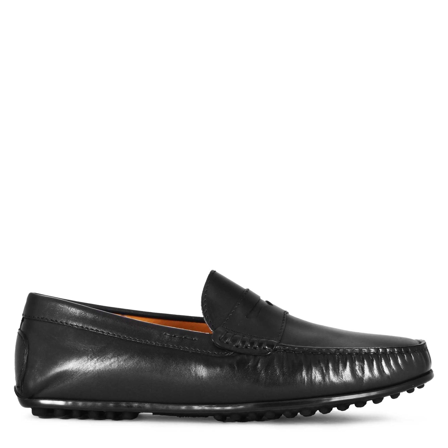 Men's casual leather loafer with rubber sole