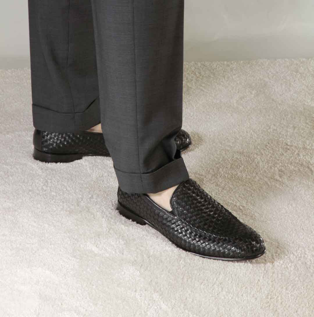 Mocassino classico da uomo in pelle intrecciata