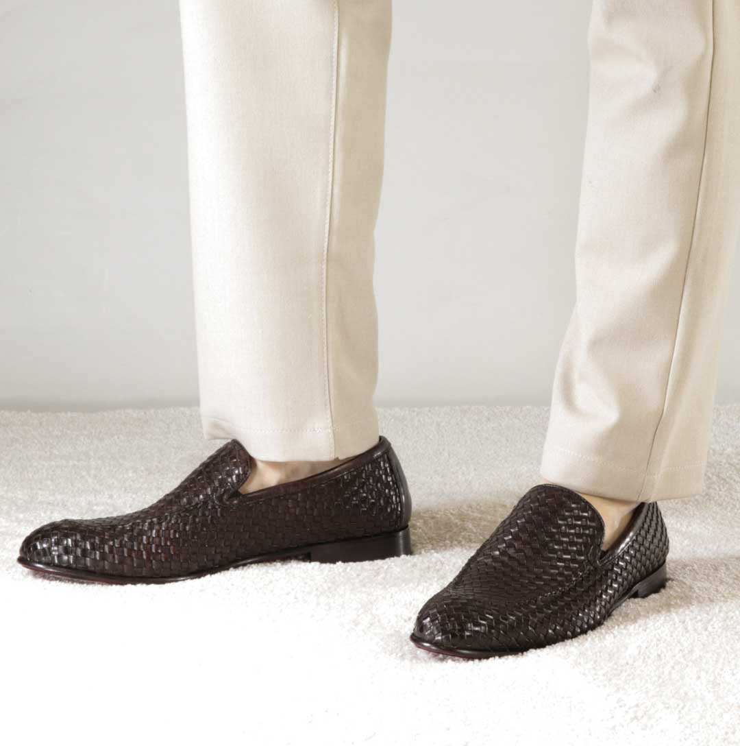 Mocassino classico da uomo in pelle intrecciata