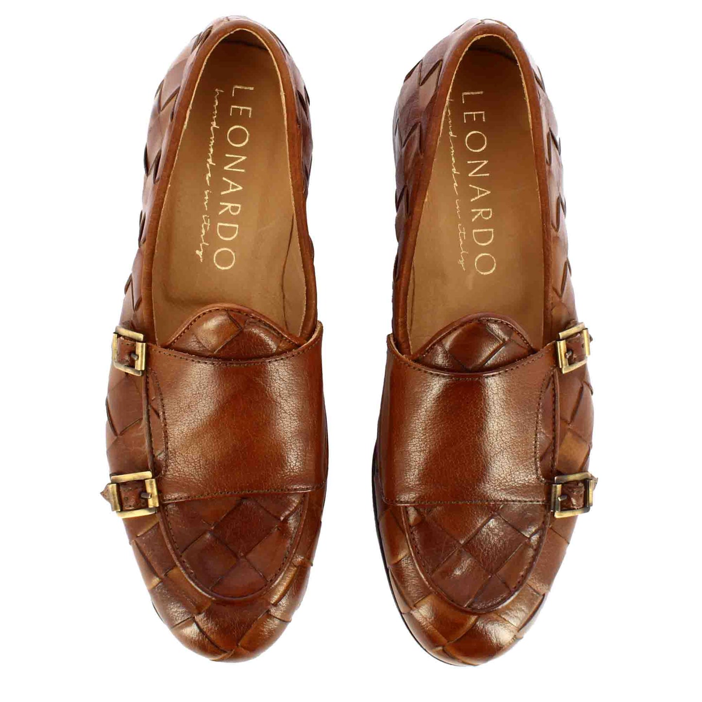 Handcrafted Woven Leather Men's Moccasin with Double Buckle