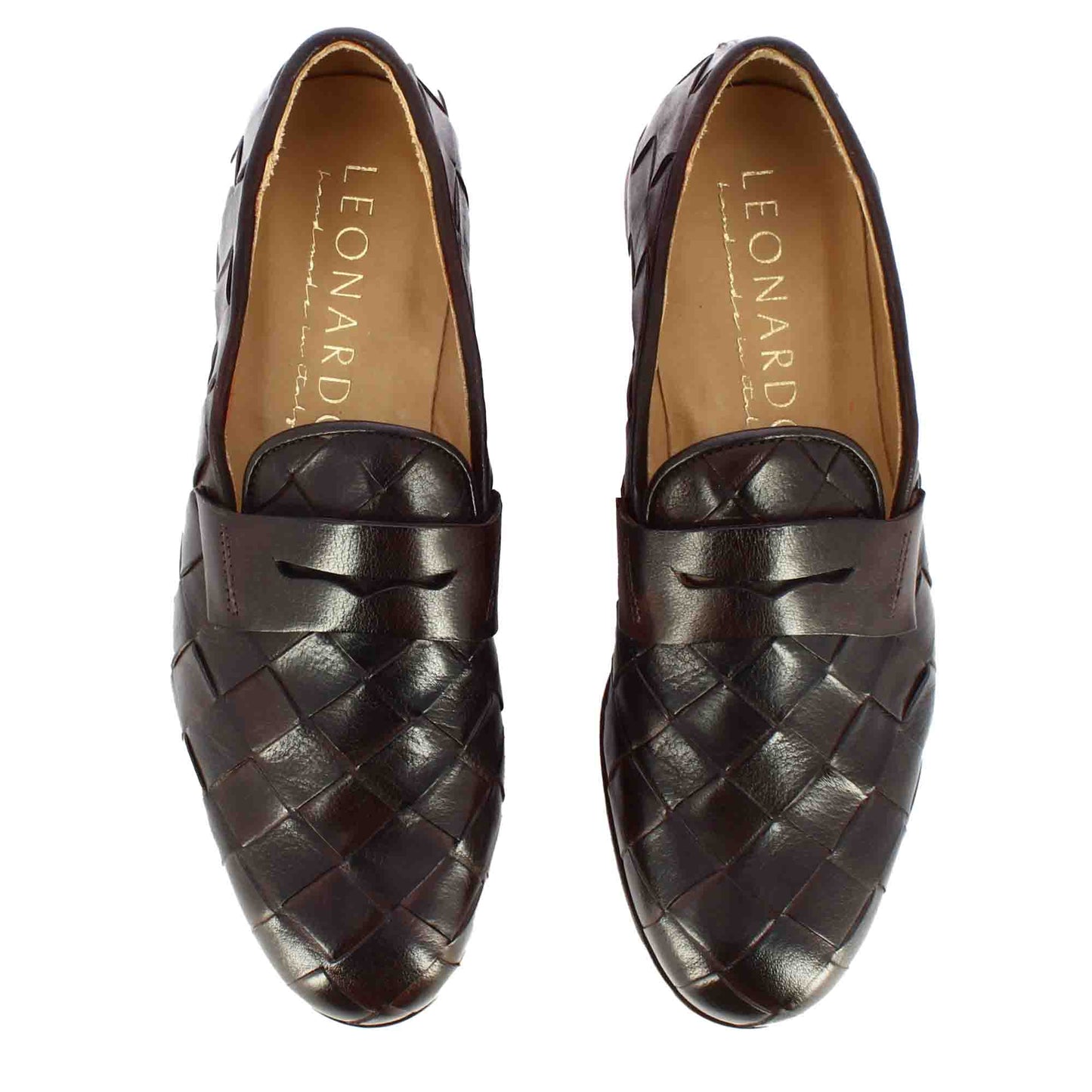 Mocassino da uomo in pelle intrecciata fatti a mano