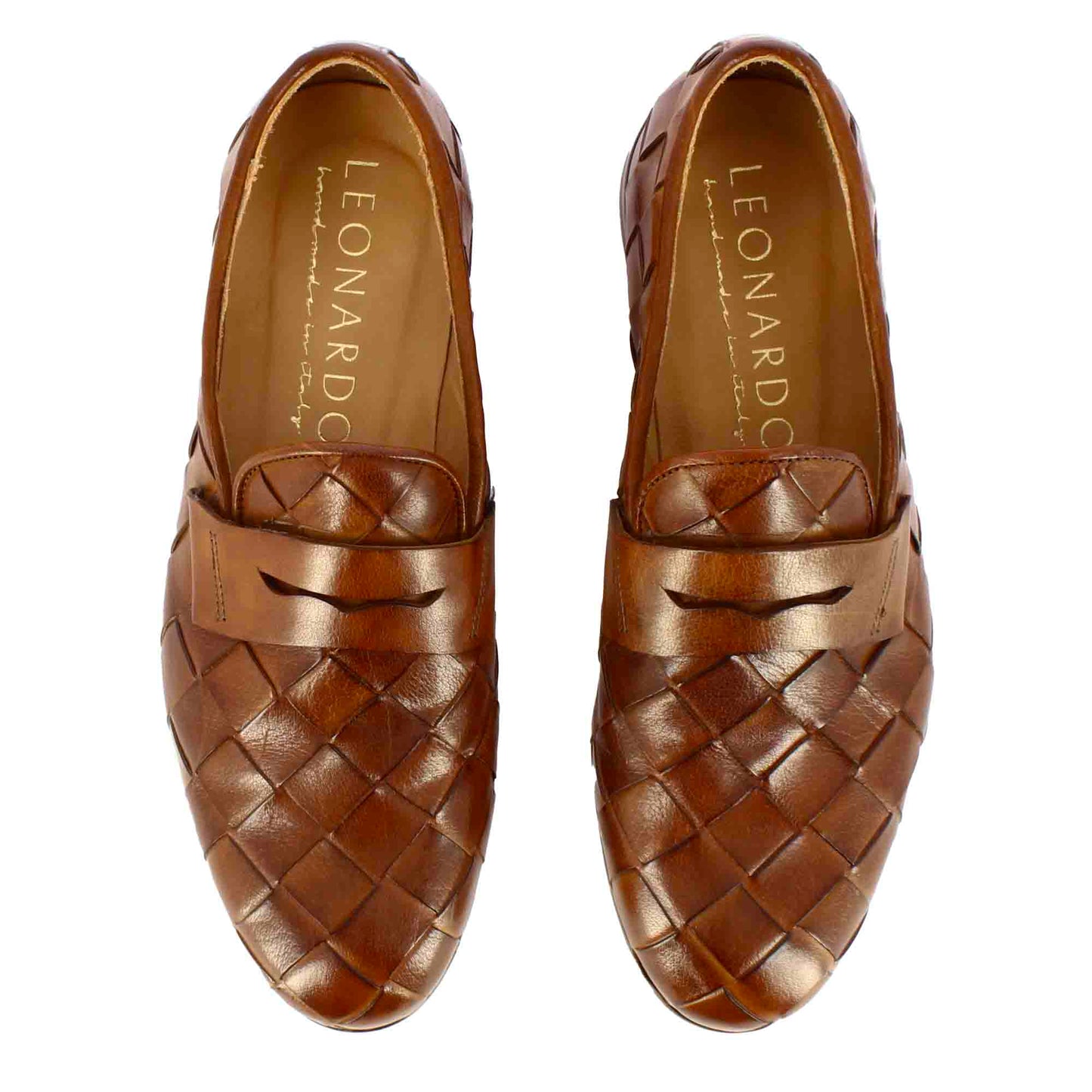 Mocassino da uomo in pelle intrecciata fatti a mano