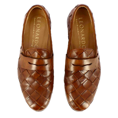 Mocassino da uomo in pelle intrecciata fatti a mano