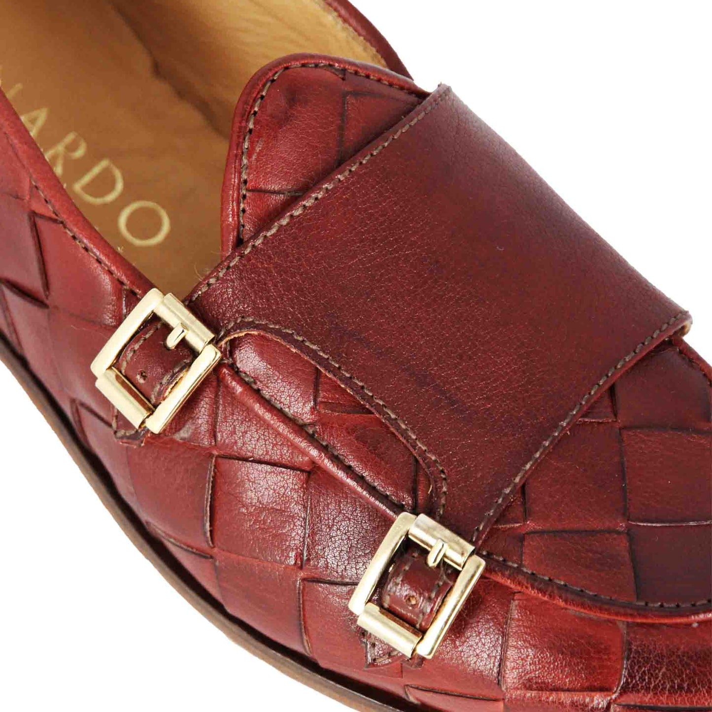 Handcrafted Woven Leather Men's Moccasin with Double Buckle