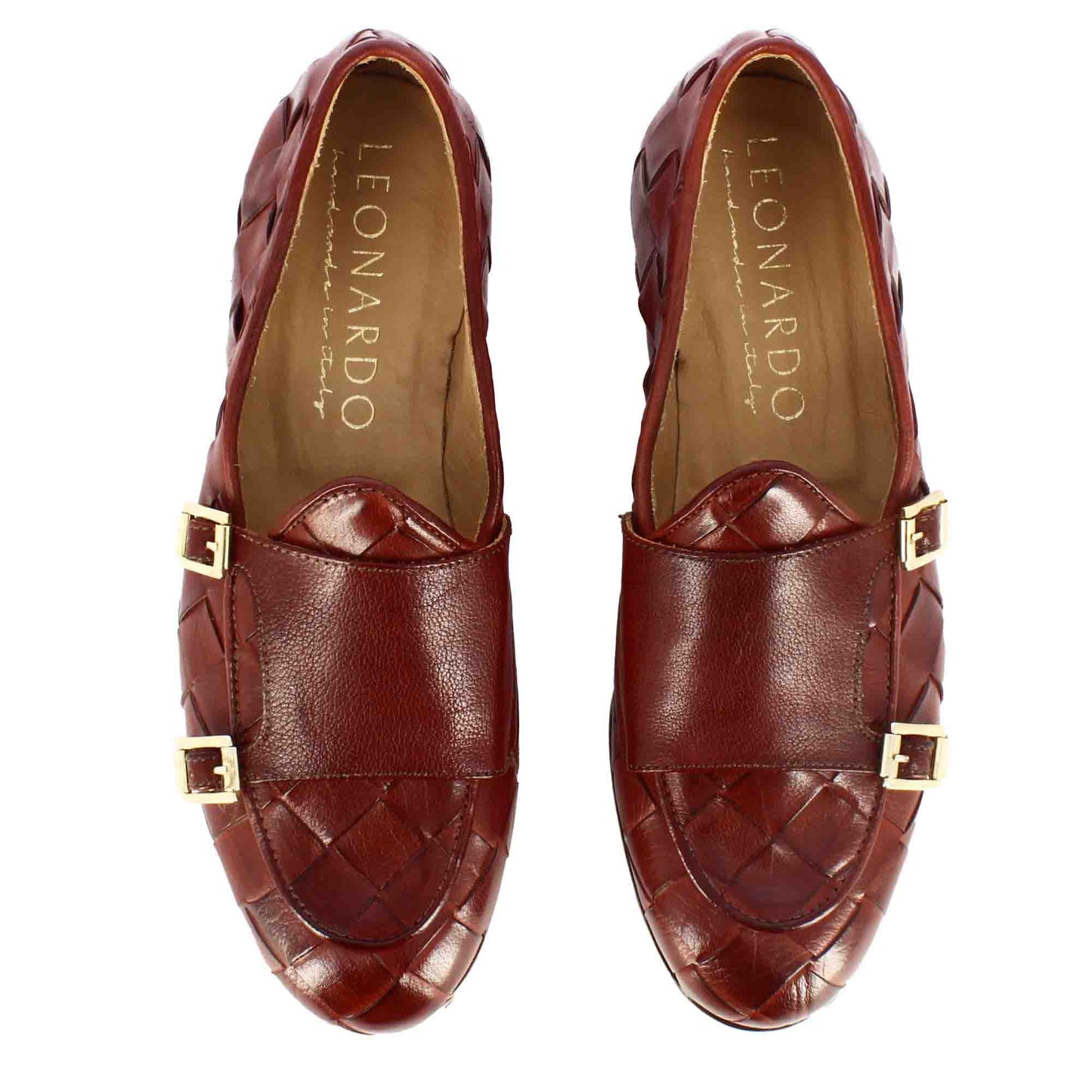 Handcrafted Woven Leather Men's Moccasin with Double Buckle