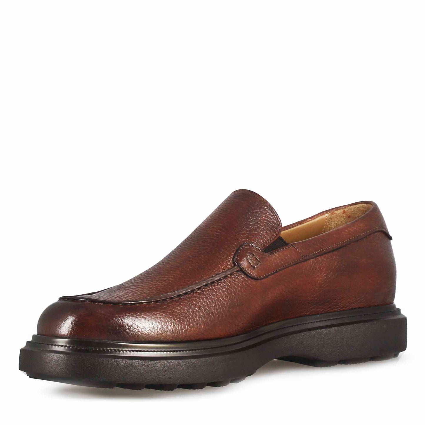 Mocassino da uomo in pelle martellata e suola in gomma vibram