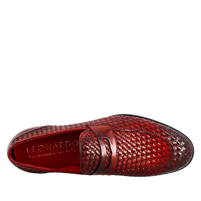 Handcrafted woven leather men's moccasin