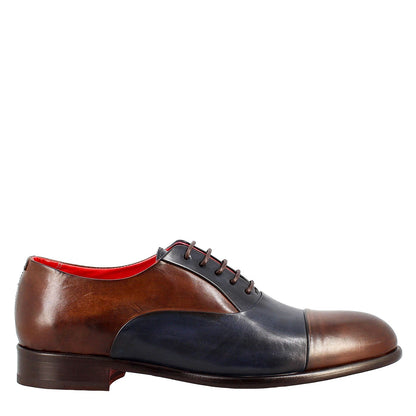 Oxford cap toe elegante da uomo in pelle liscia pieno fiore