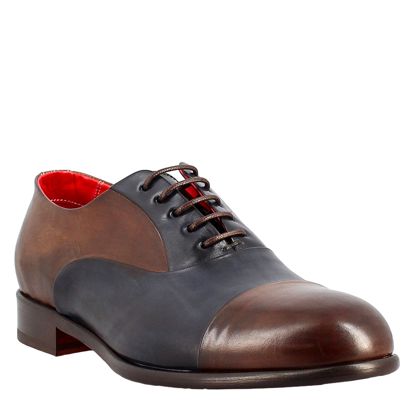 Oxford cap toe elegante da uomo in pelle liscia pieno fiore