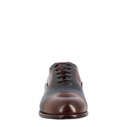 Oxford cap toe elegante da uomo in pelle liscia pieno fiore