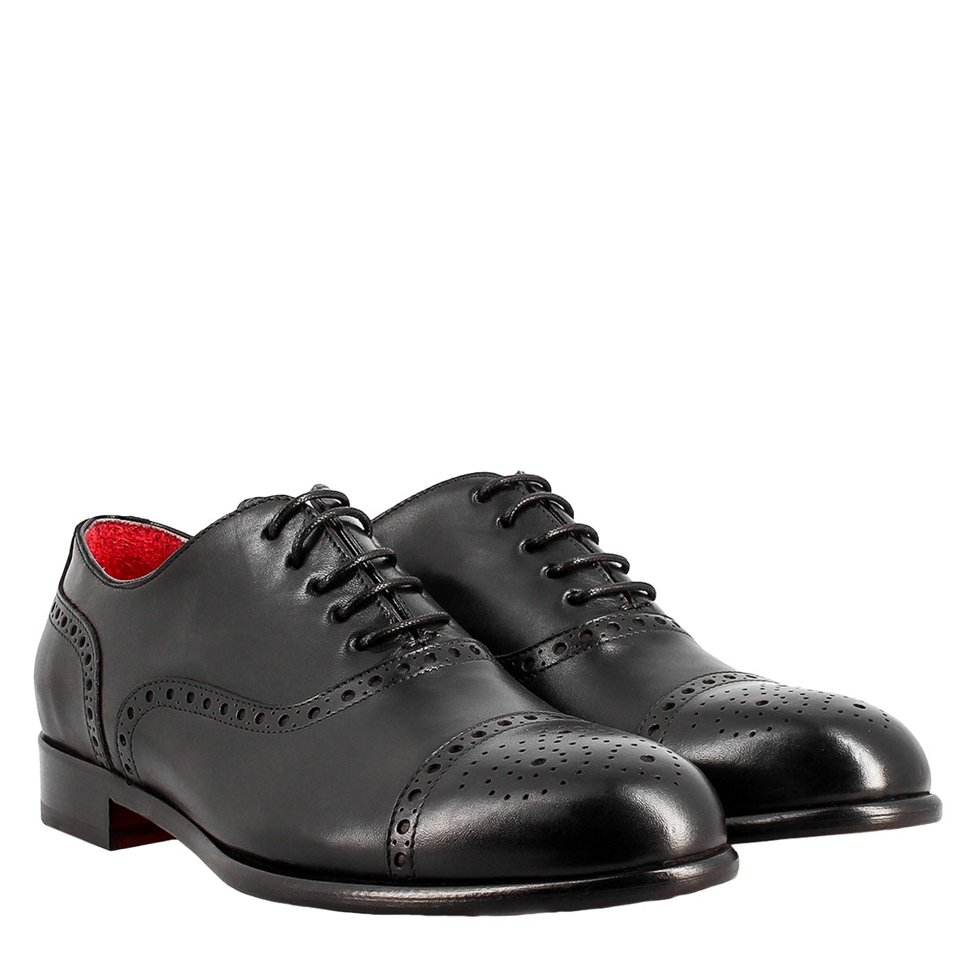 Oxford semi brogue marrone elegante da uomo in pelle