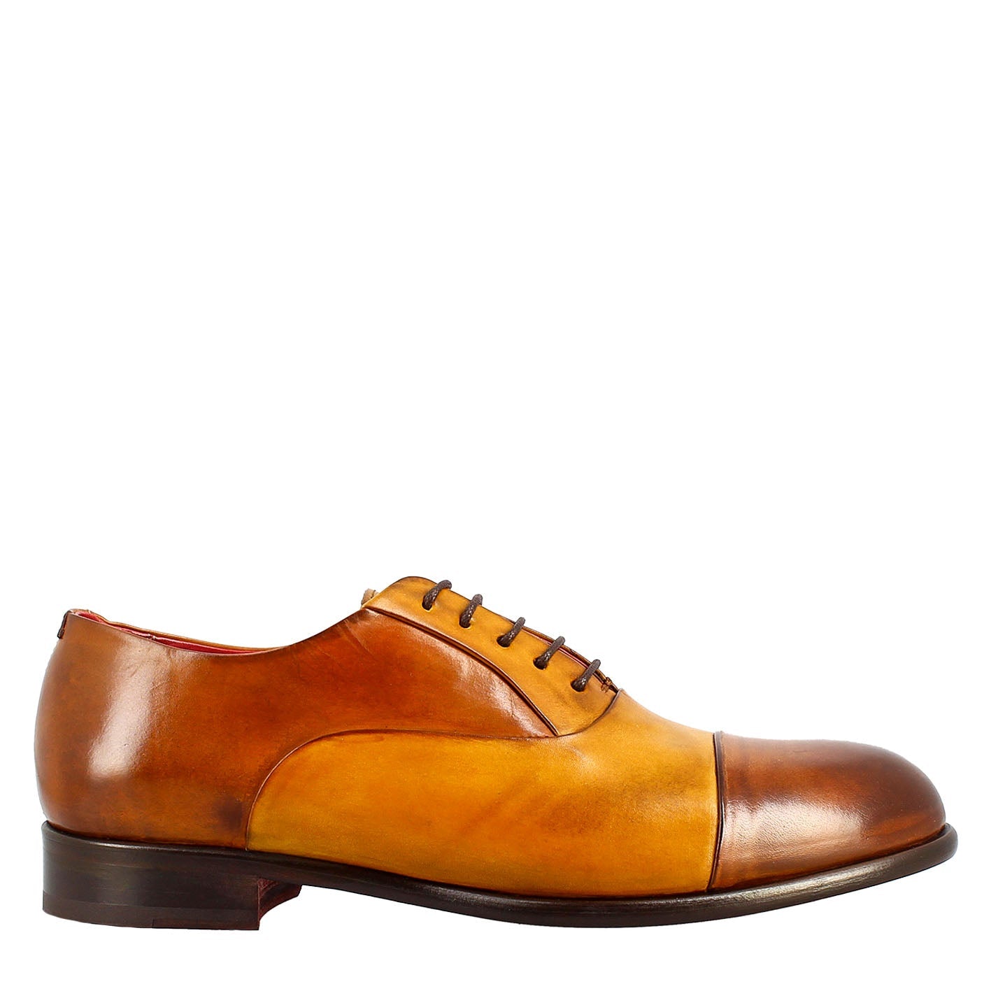 Oxford cap toe elegante da uomo in pelle liscia pieno fiore