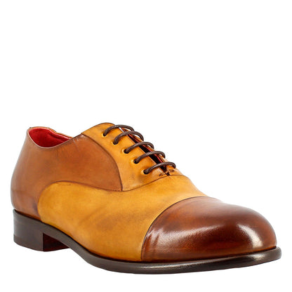 Oxford cap toe elegante da uomo in pelle liscia pieno fiore