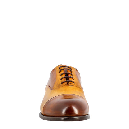 Oxford cap toe elegante da uomo in pelle liscia pieno fiore