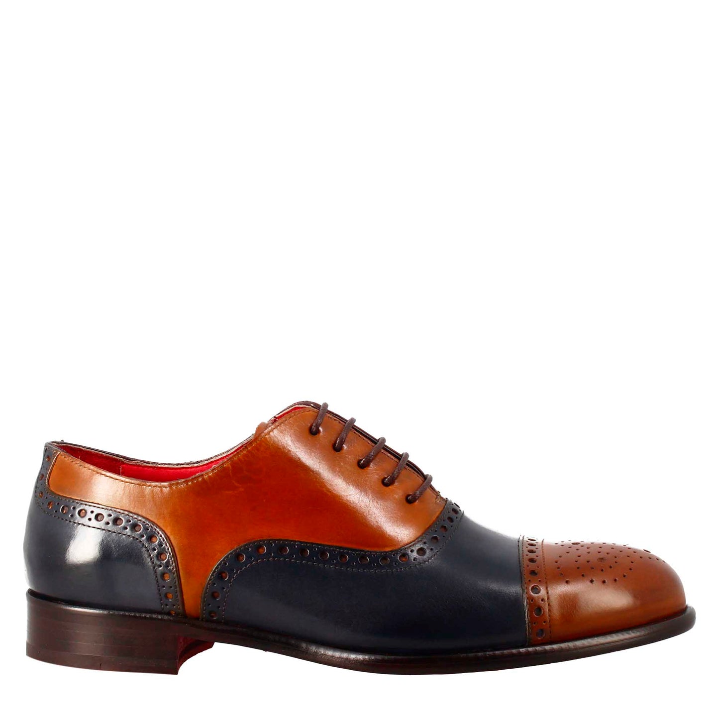 Oxford semi brogue marrone elegante da uomo in pelle