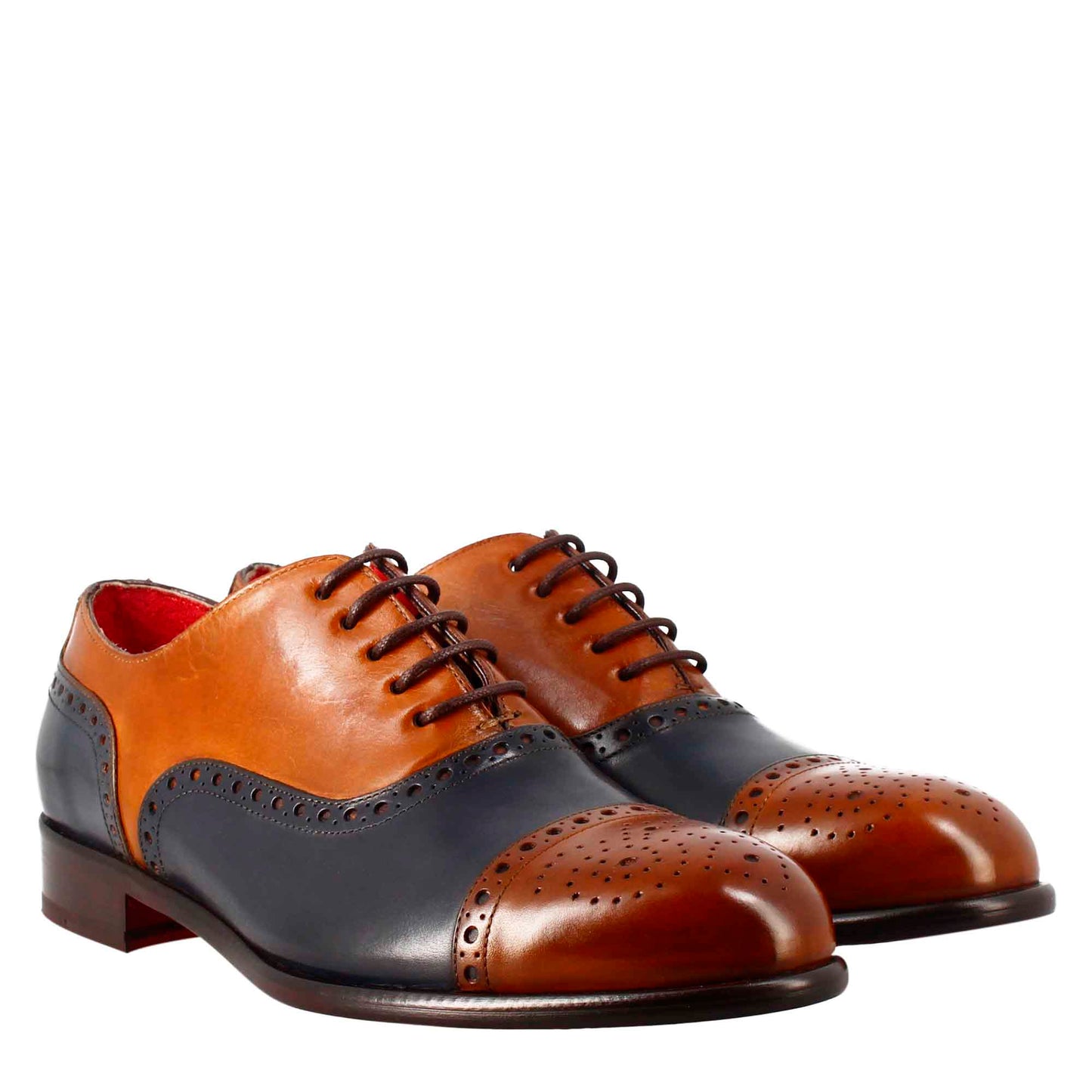 Oxford semi brogue marrone elegante da uomo in pelle