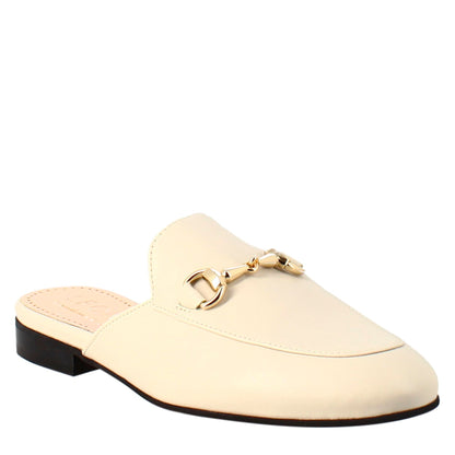 Sabot with golden buckle and real leather sole