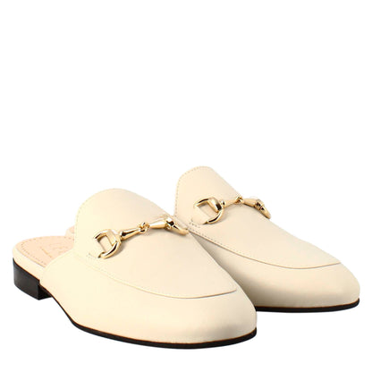 Sabot with golden buckle and real leather sole