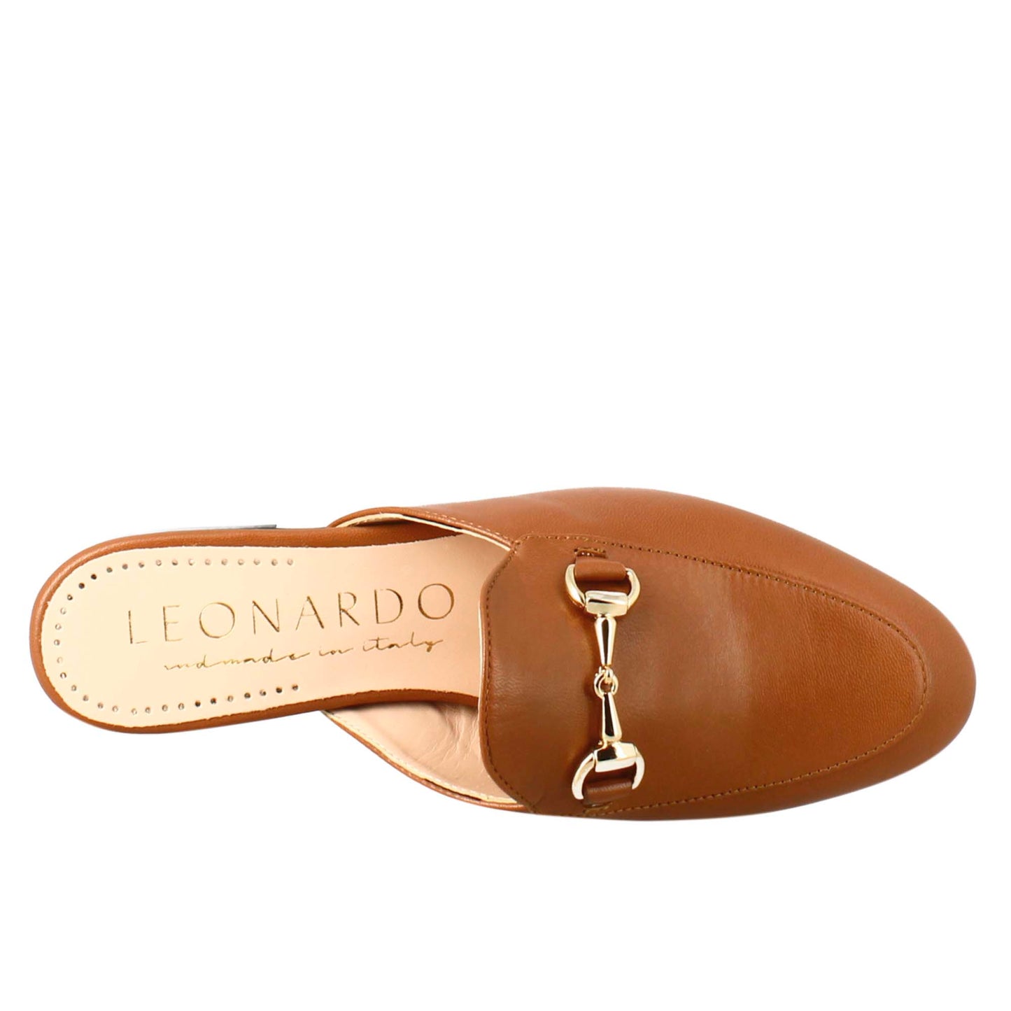 Sabot with golden buckle and real leather sole