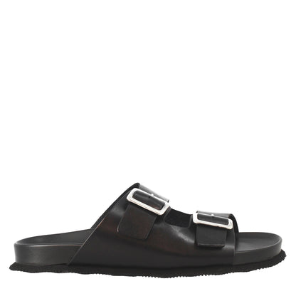 Men's Leather Open Back Double Buckle Sandals