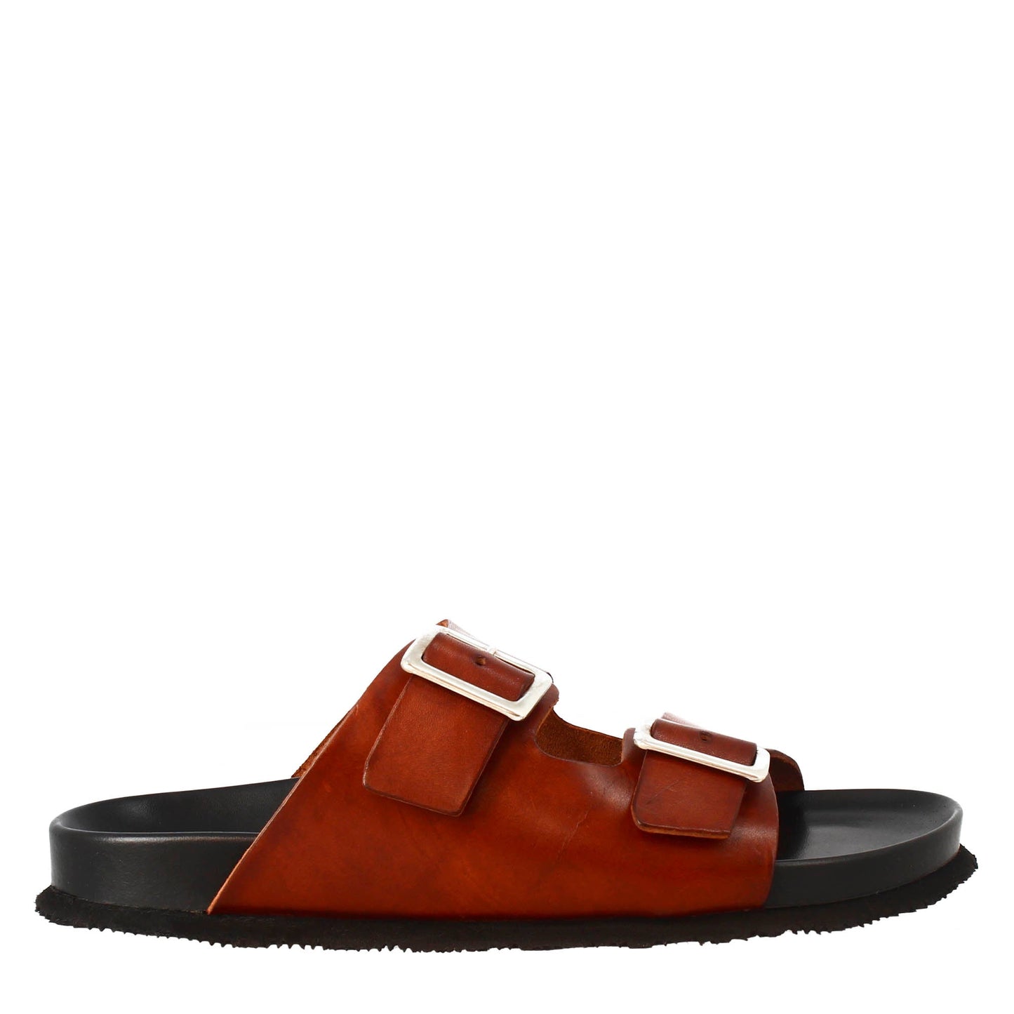 Men's Leather Open Back Double Buckle Sandals