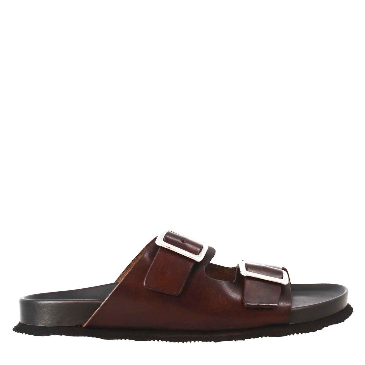 Men's Leather Open Back Double Buckle Sandals