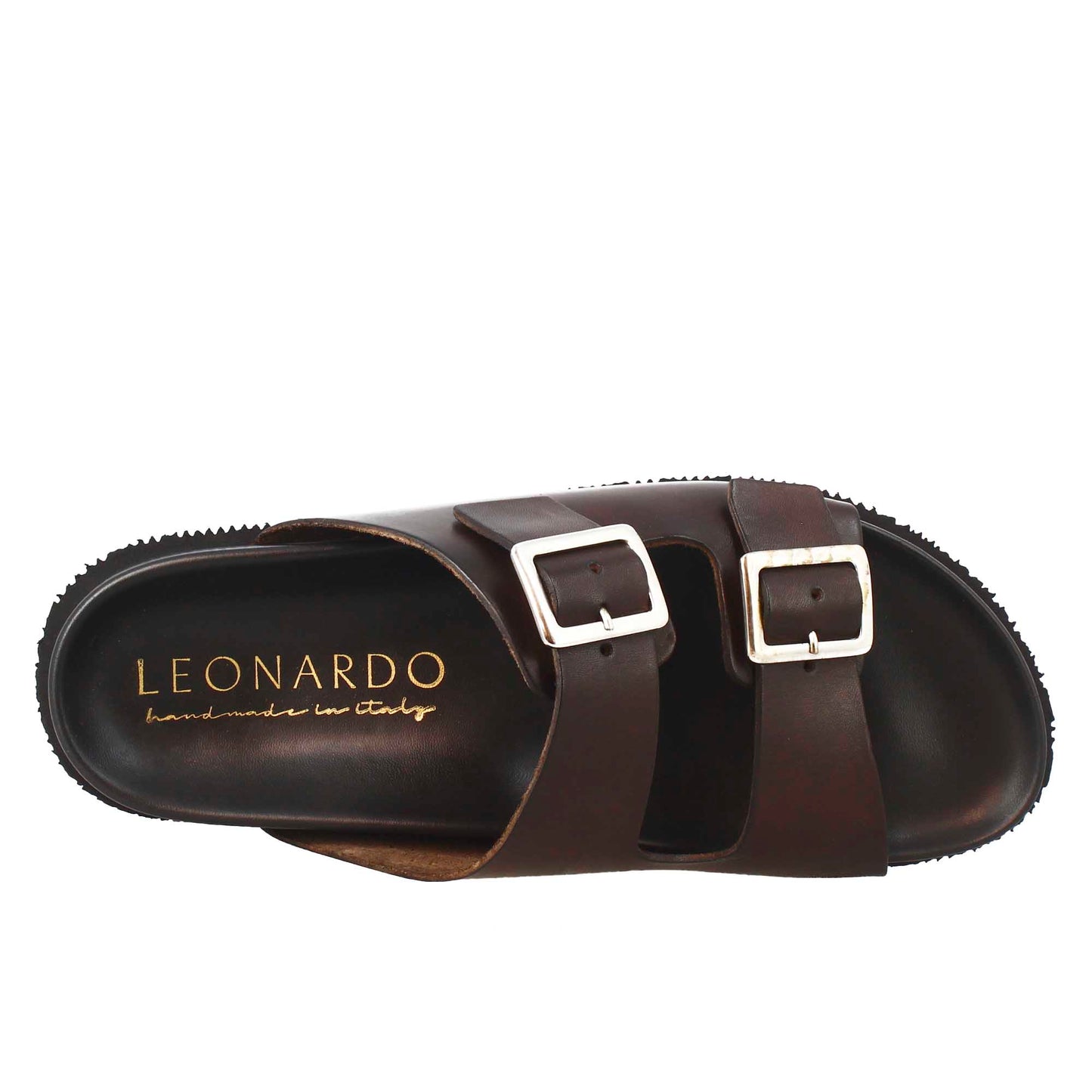 Men's Leather Open Back Double Buckle Sandals