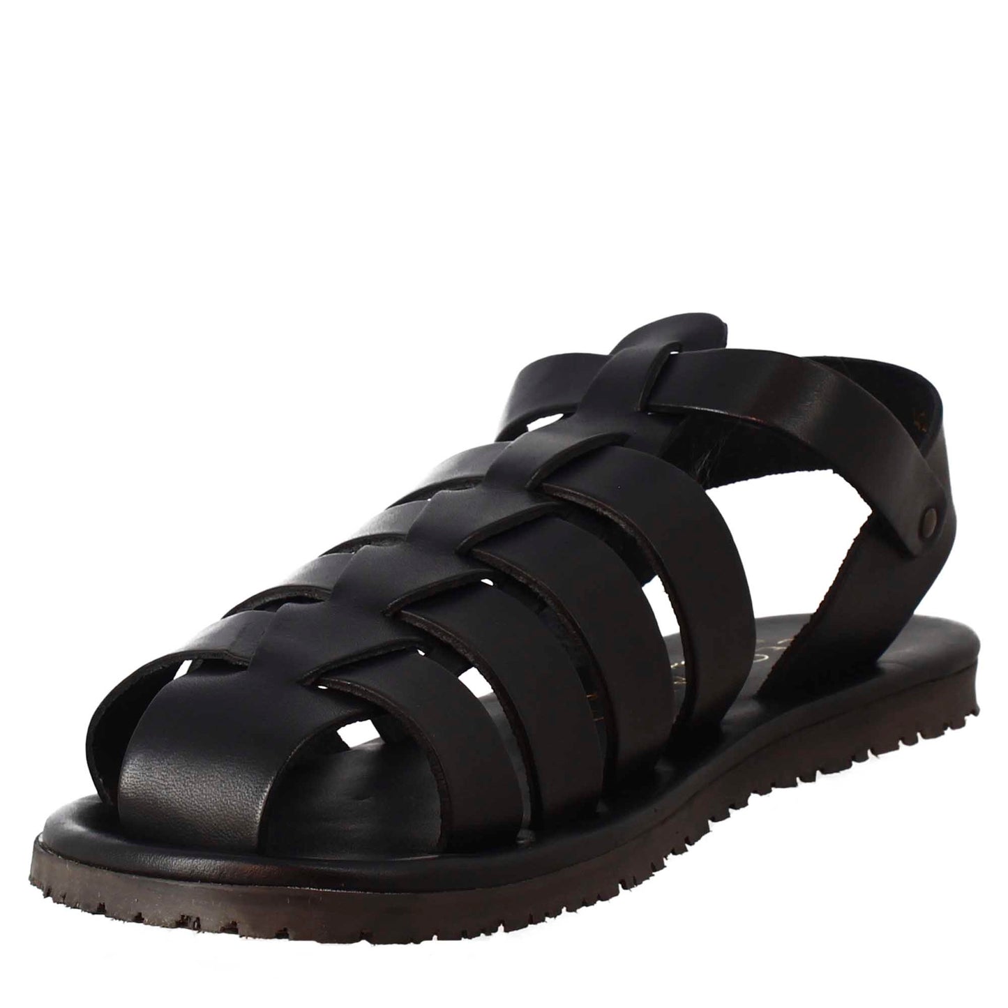 Elegant men's gladiator sandals handmade in leather with buckle closure