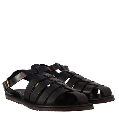 Elegant men's gladiator sandals handmade in leather with buckle closure