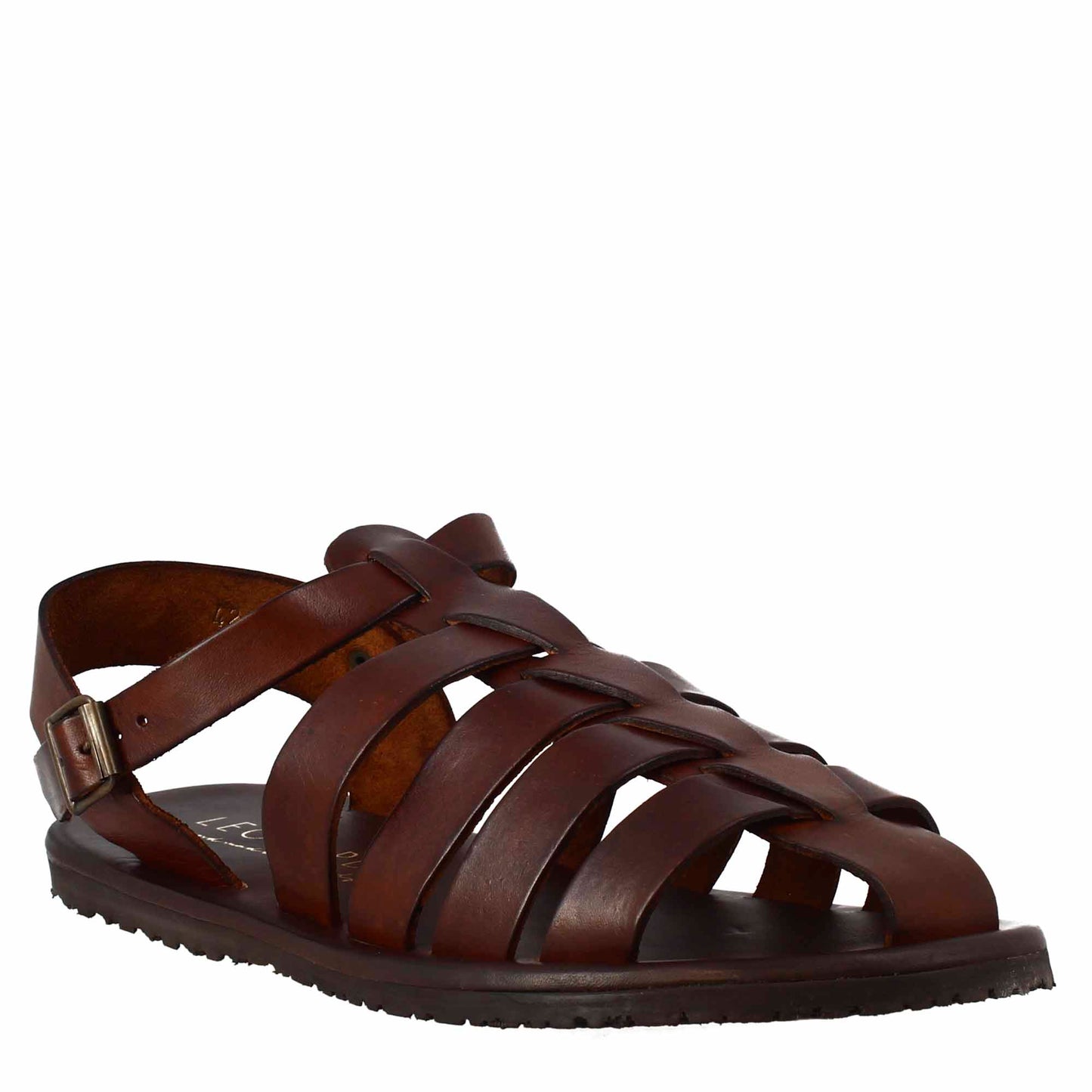 Elegant men's gladiator sandals handmade in leather with buckle closure