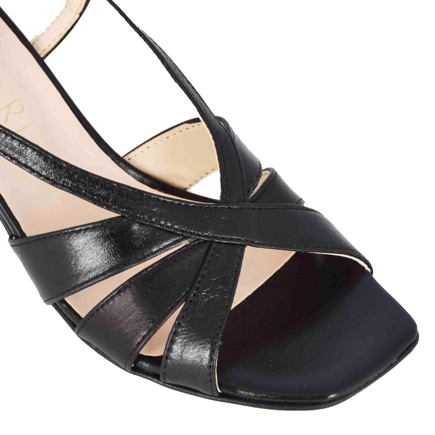 Classic women's sandal in white leather with multi-colored bands