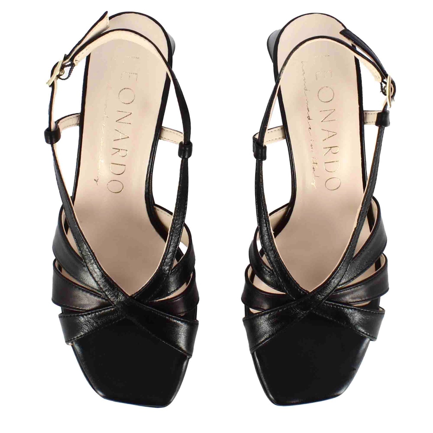 Classic women's sandal in white leather with multi-colored bands