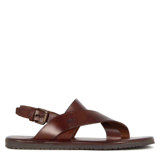 Men's sandal with braided leather straps