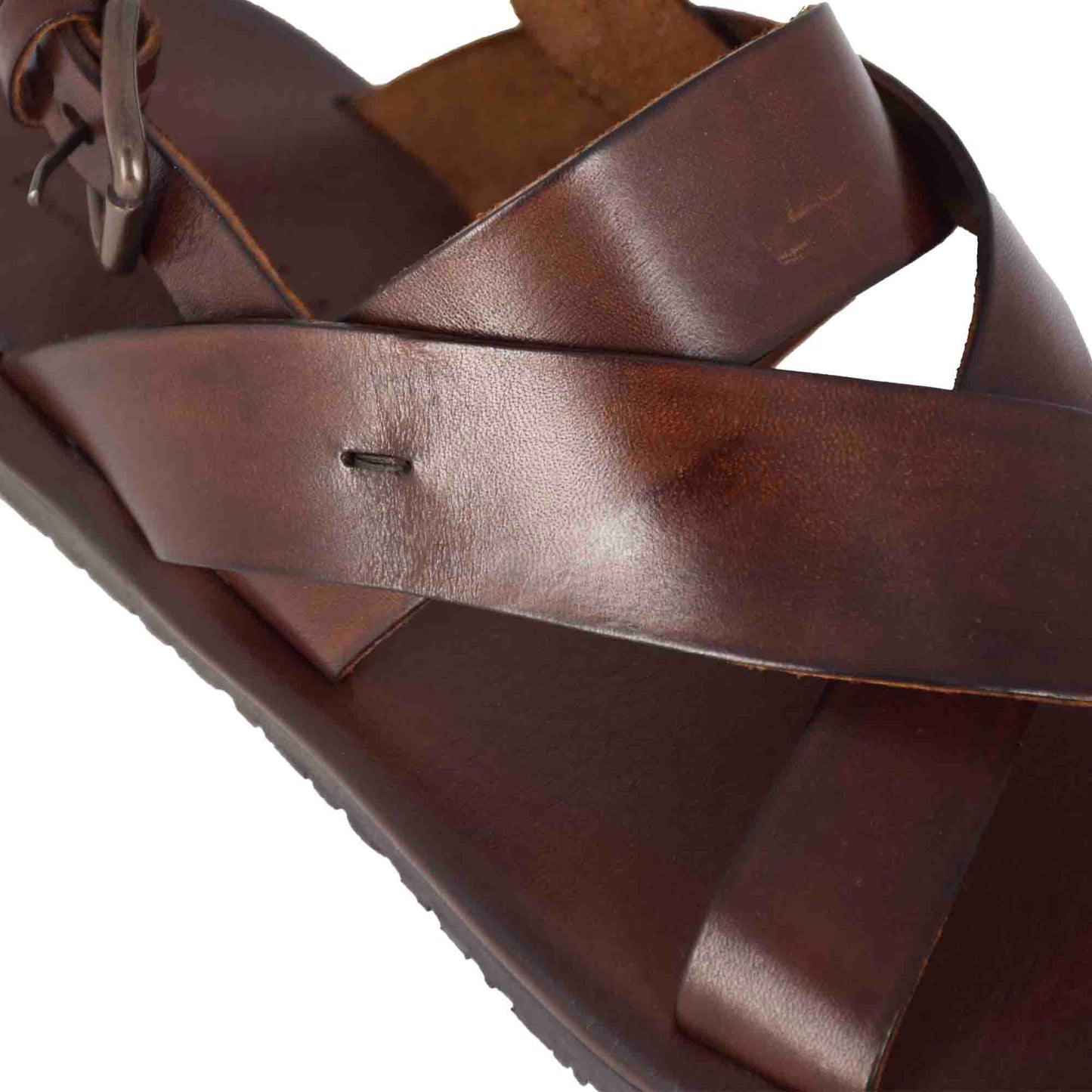 Men's sandal with braided leather straps