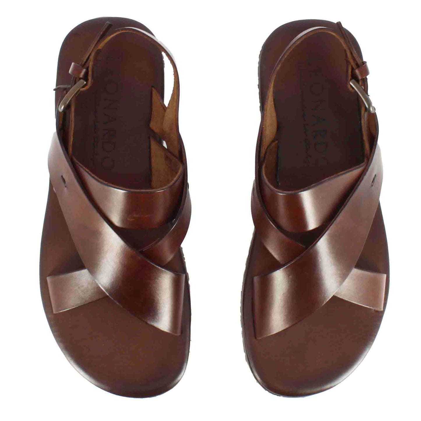 Men's sandal with braided leather straps
