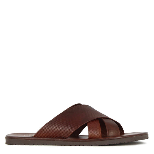 Men's slipper sandal with three handmade leather bands