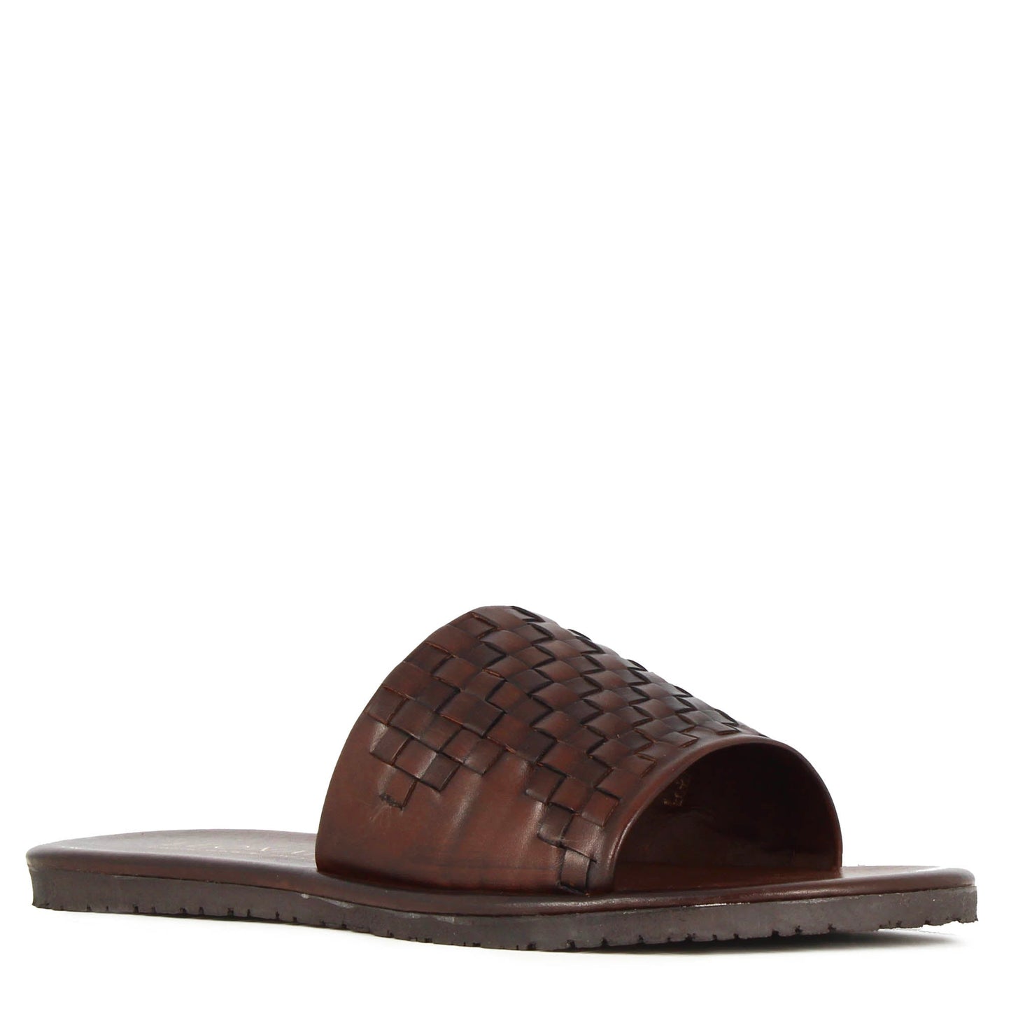 Men's Slide Sandal with Woven Leather Band