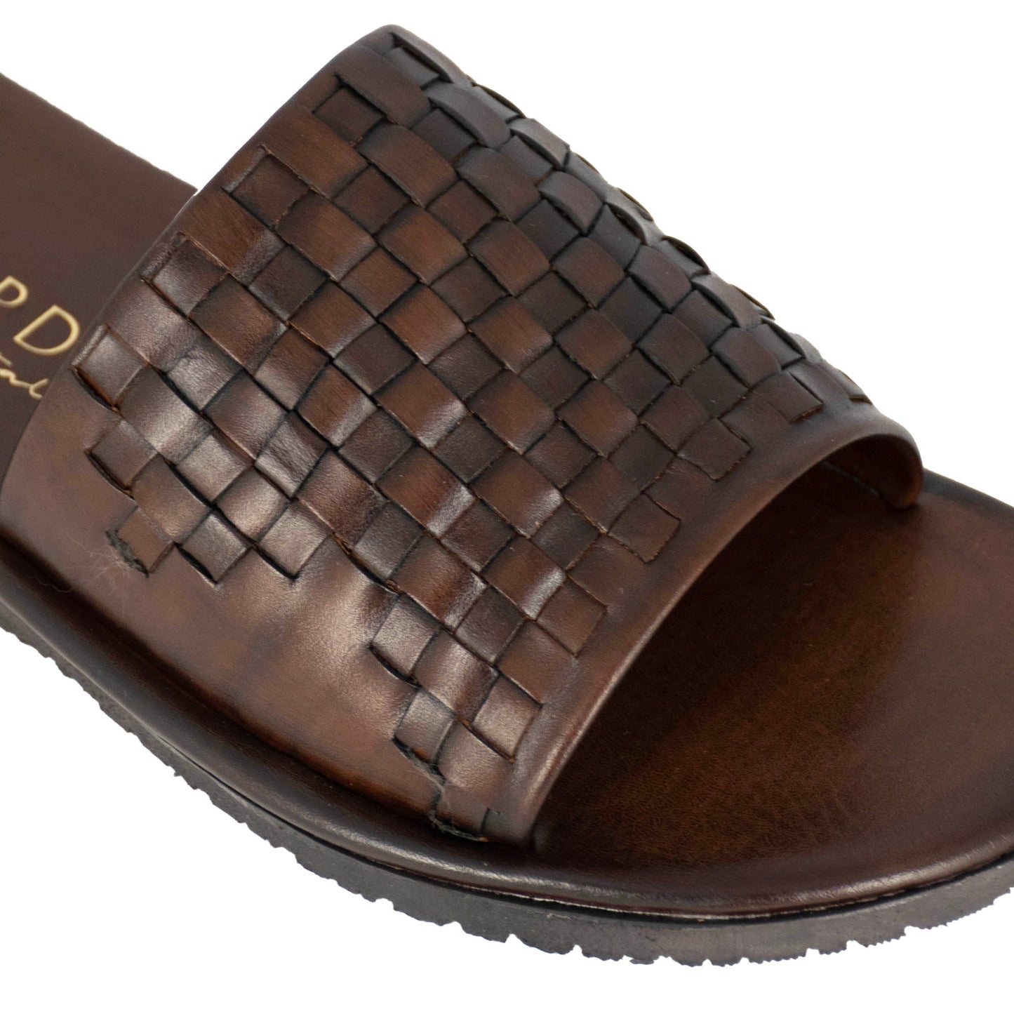 Men's Slide Sandal with Woven Leather Band