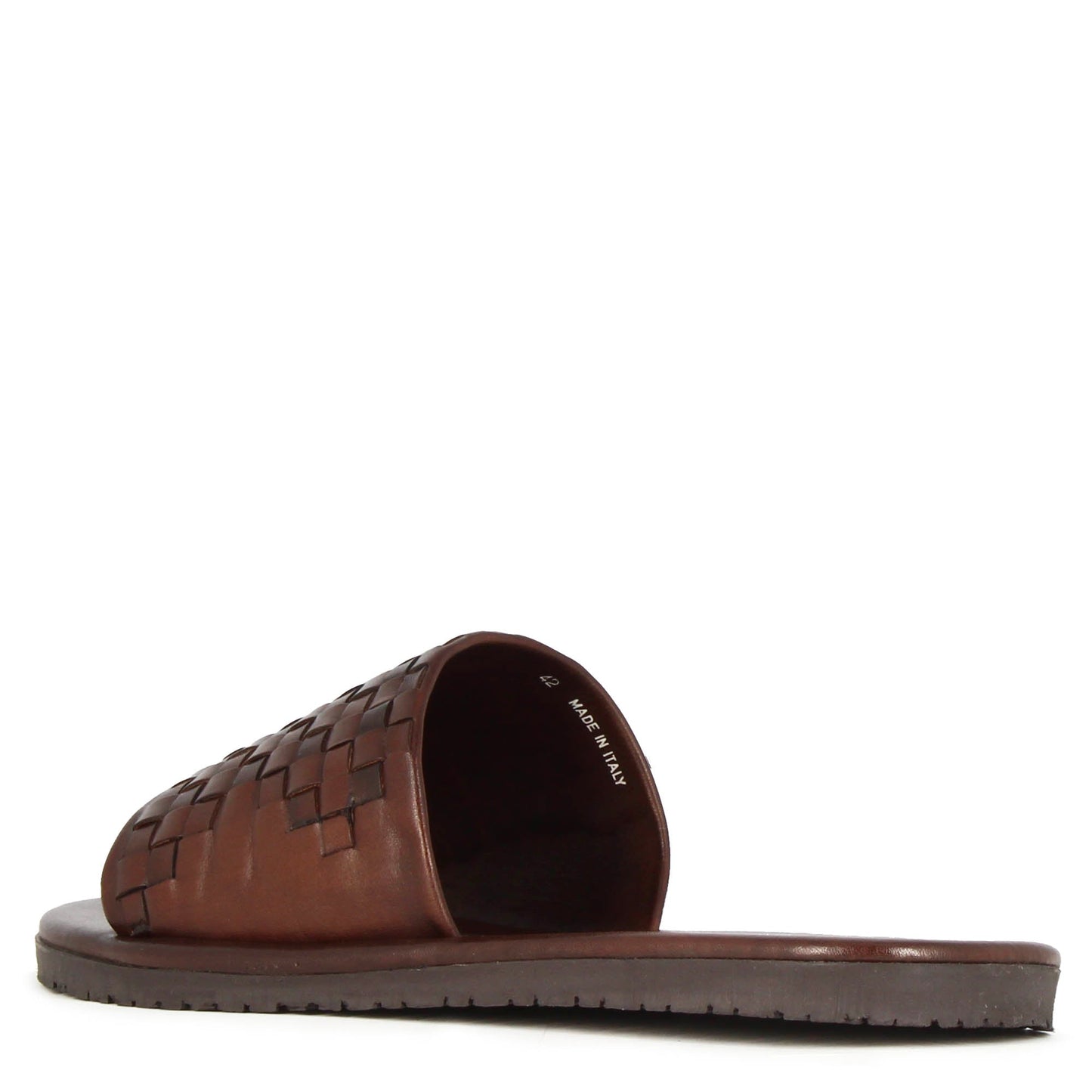 Men's Slide Sandal with Woven Leather Band