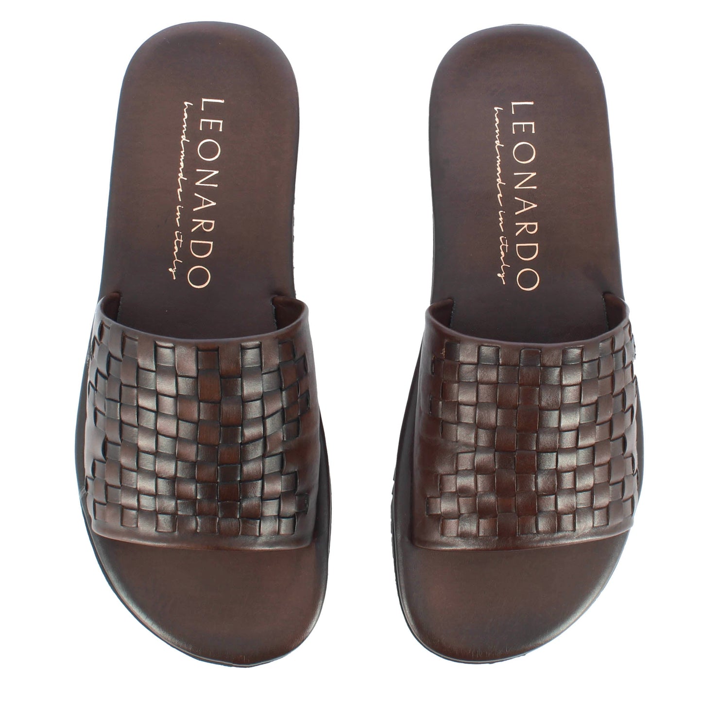 Men's Slide Sandal with Woven Leather Band