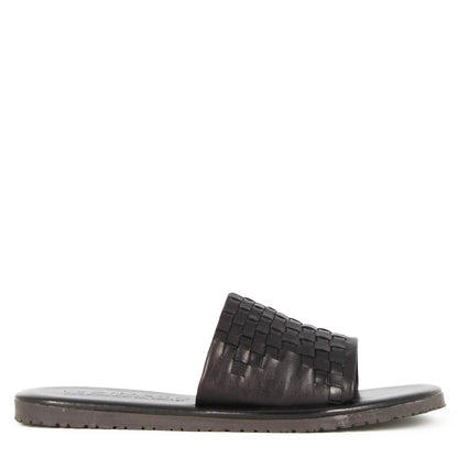 Men's Slide Sandal with Woven Leather Band