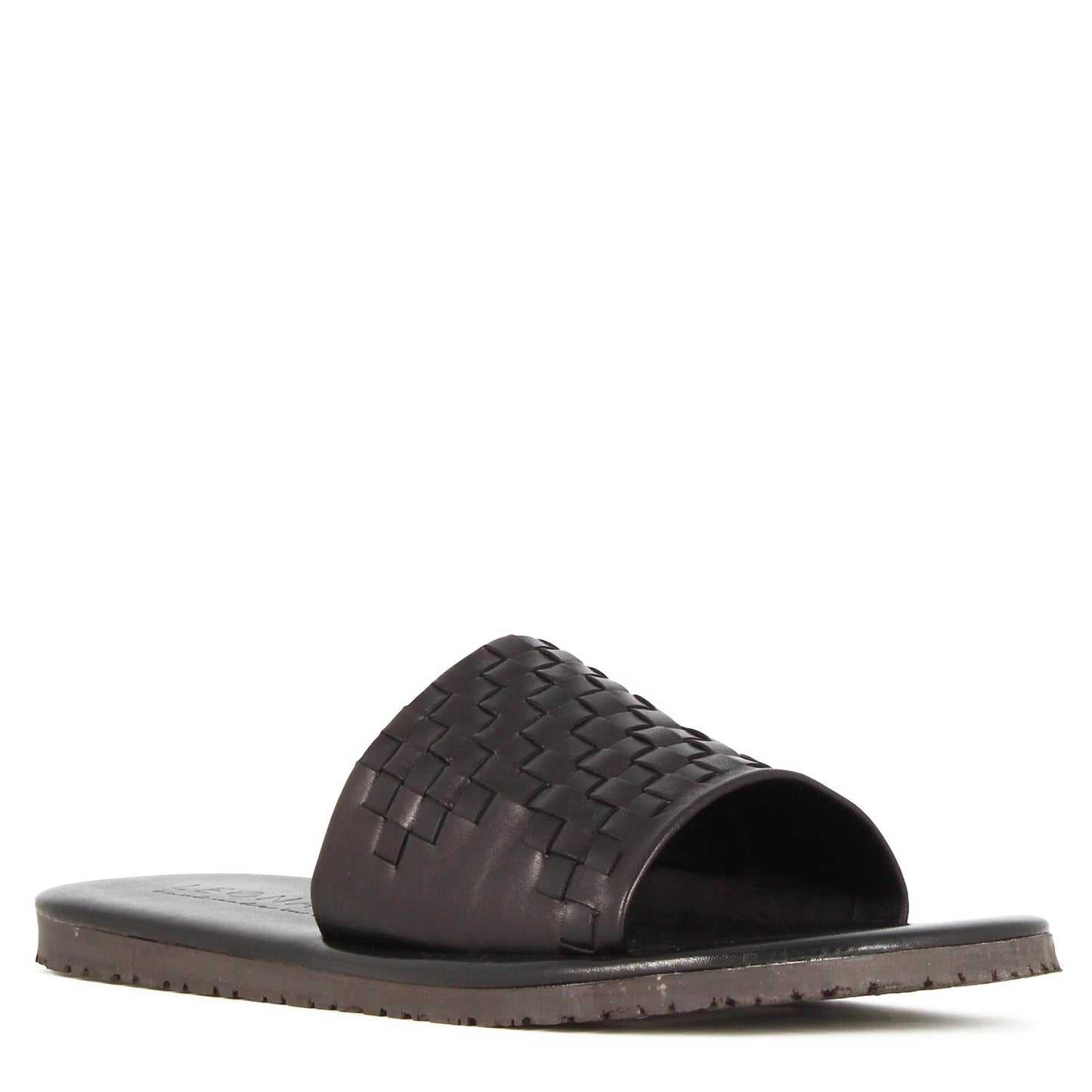 Men's Slide Sandal with Woven Leather Band