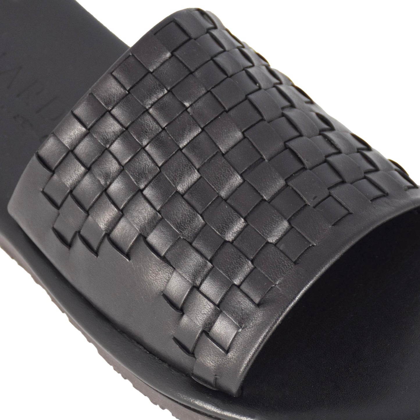 Men's Slide Sandal with Woven Leather Band